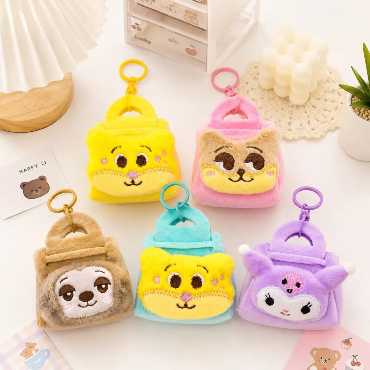 Six Designs of Mini Bag Coin Pouch Keychain - Tinyminymo
