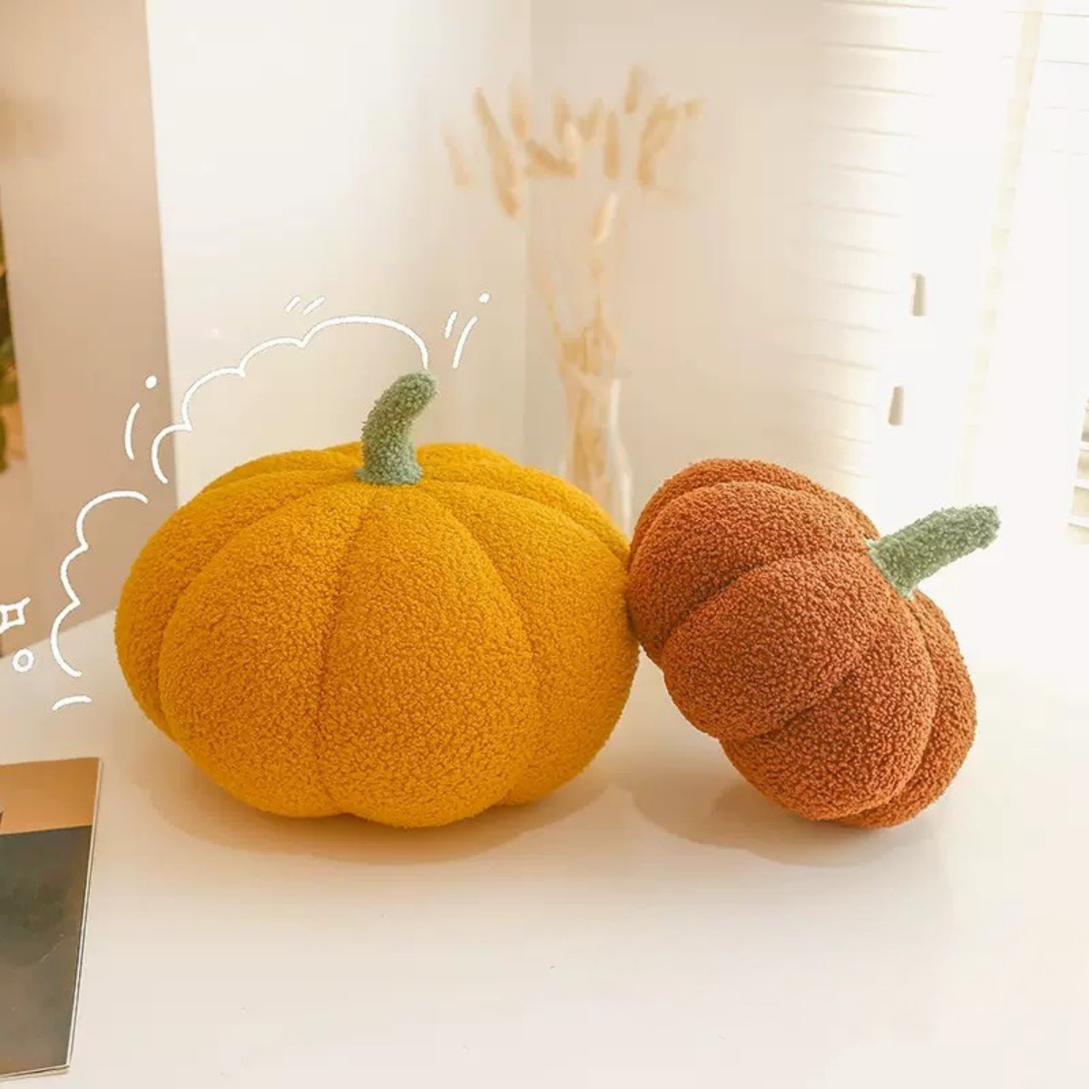 Two Fluffy Pumpkin Soft Toys - Tinyminymo