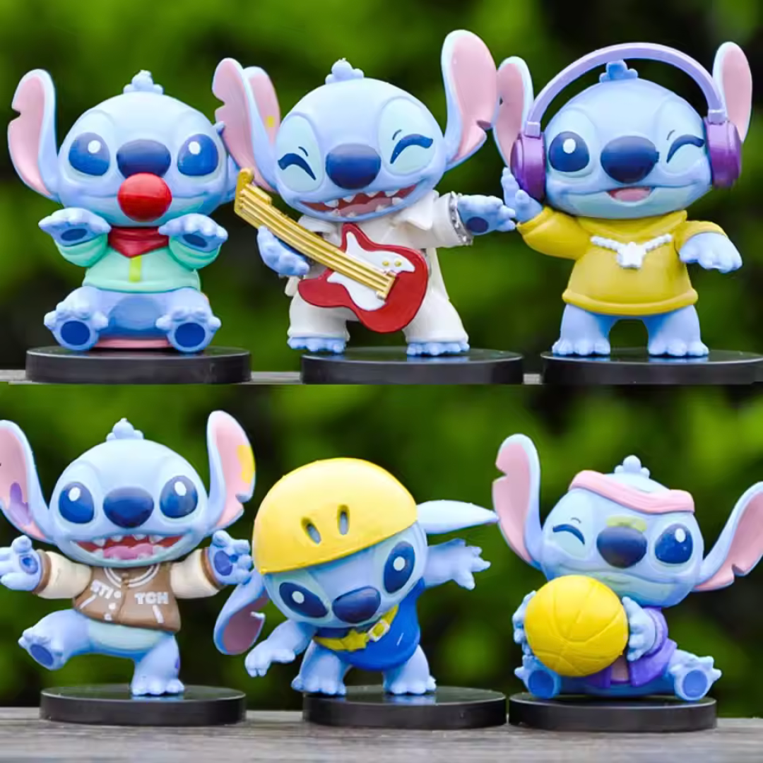 Set of Six Mini Stitch Action Figures in Various Poses - Tinyminymo