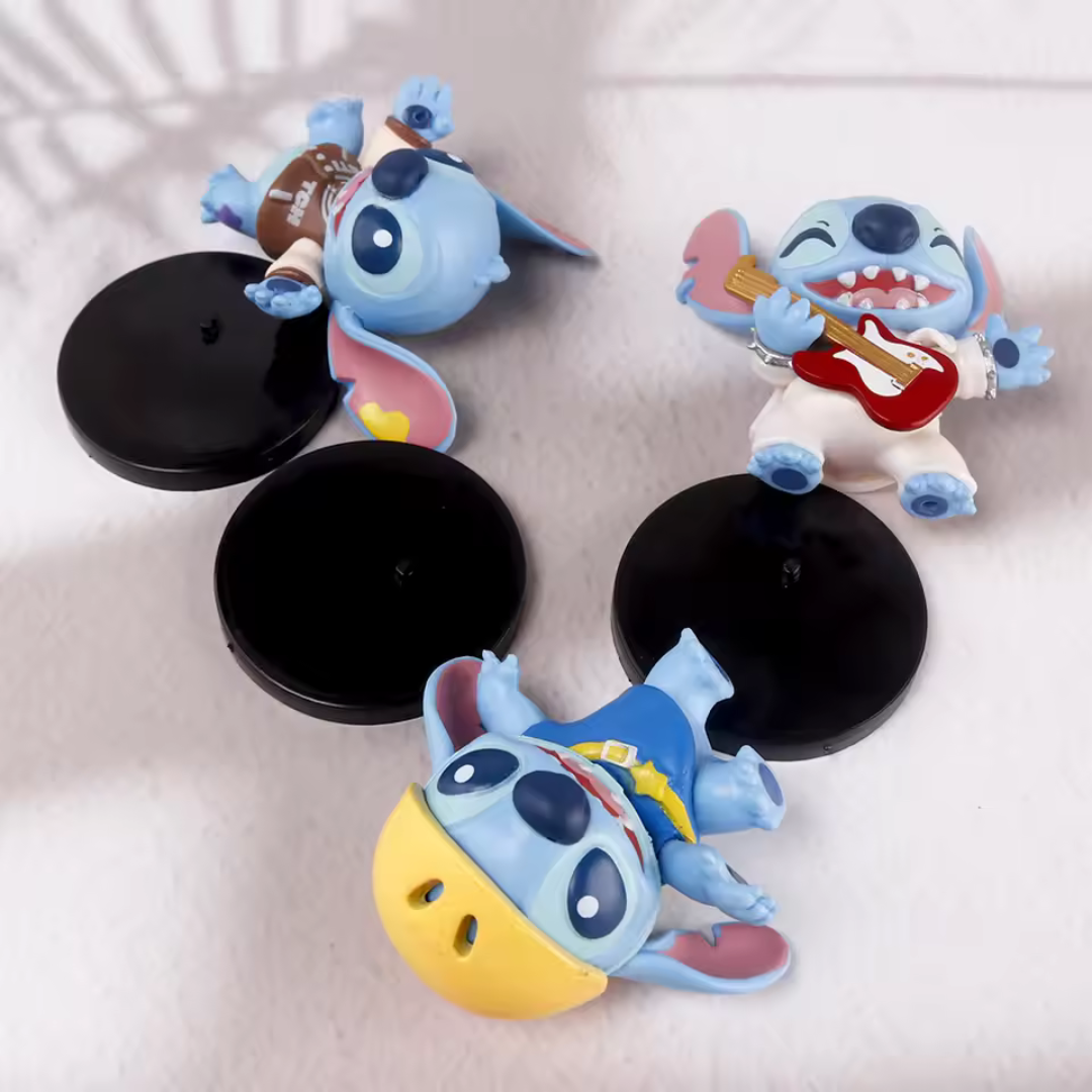 Three Mini Stitch Action Figures with Removable Black Bases - Tinyminymo