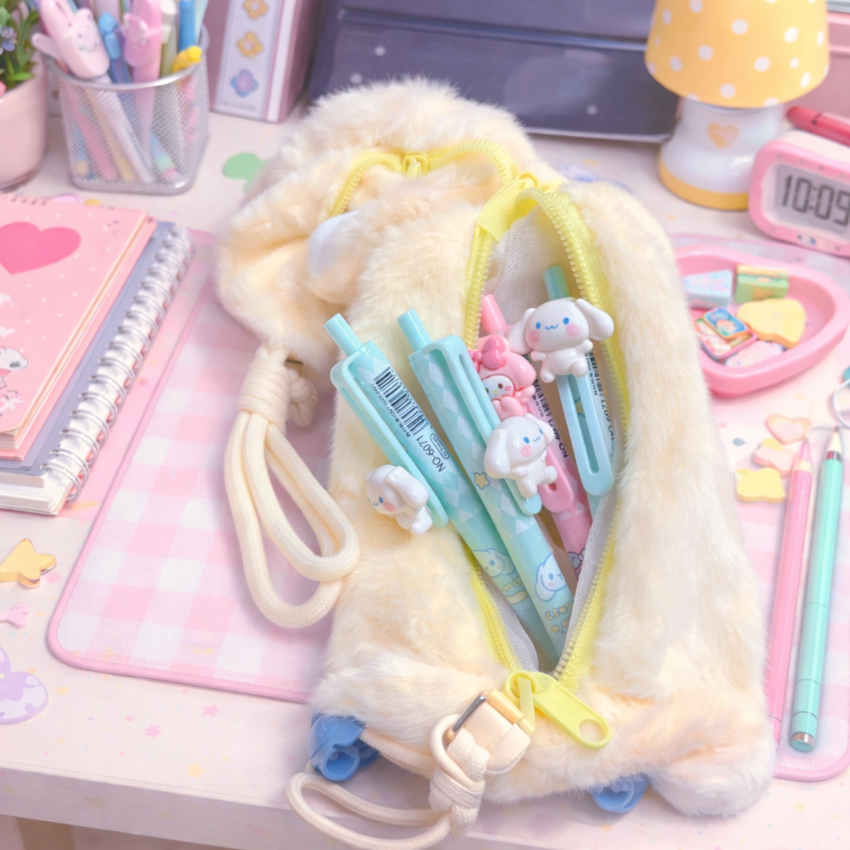 Plush Stitch Zipper Pouch with Four Pencils - Tinyminymo
