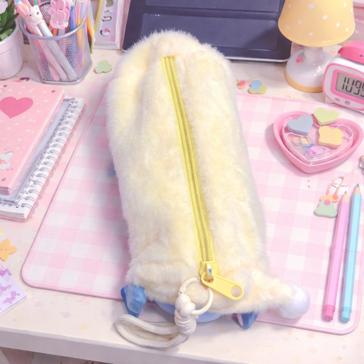 Yellow Stitch Zipper Pouch Closed - Tinyminymo