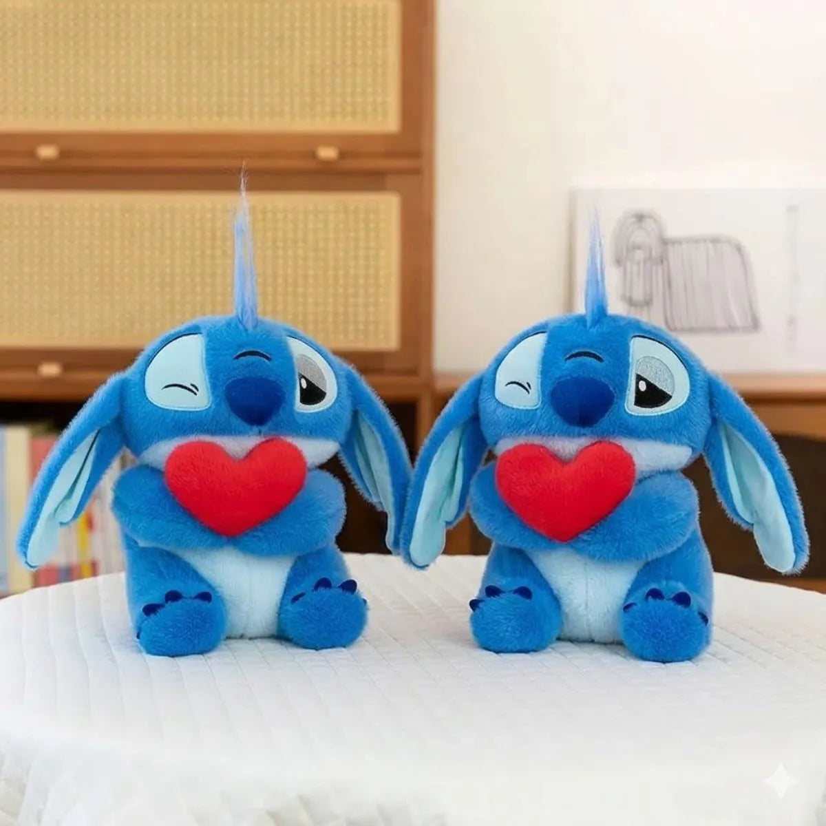 Two Blue Mini Stitch Soft Toys with Heart - Tinyminymo