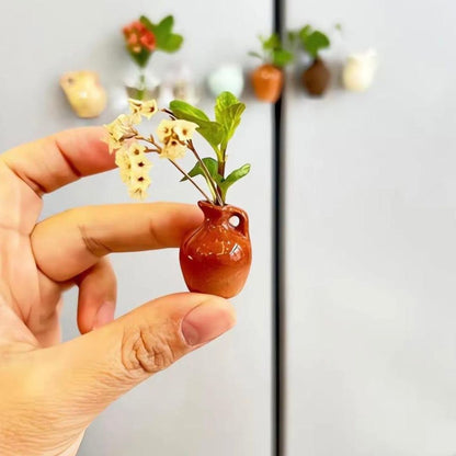 Hand holding a Small Brown Ceramic Vase  Fridge Magnet - Tinyminymo