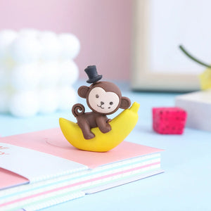 Monkey on Banana Eraser Cum Pencil Topper - Tinyminymo