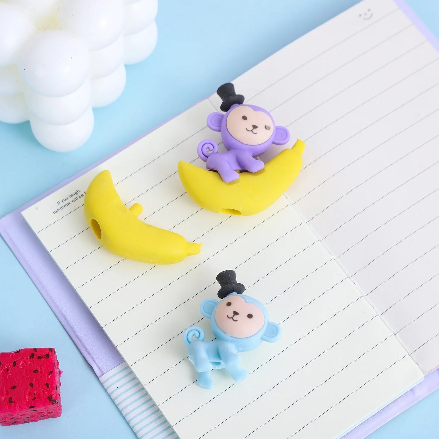 Monkey on Banana Eraser Cum Pencil Topper - Tinyminymo