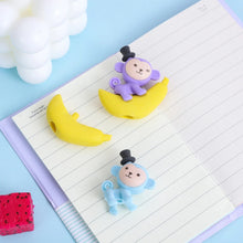 Load image into Gallery viewer, Monkey on Banana Eraser Cum Pencil Topper - Tinyminymo
