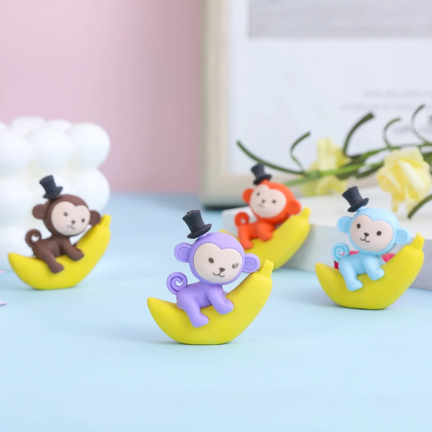 Monkey on Banana Eraser Cum Pencil Topper - Tinyminymo