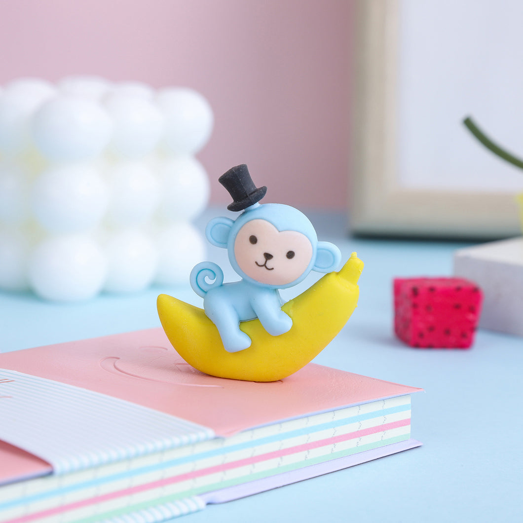 Monkey on Banana Eraser Cum Pencil Topper - Tinyminymo