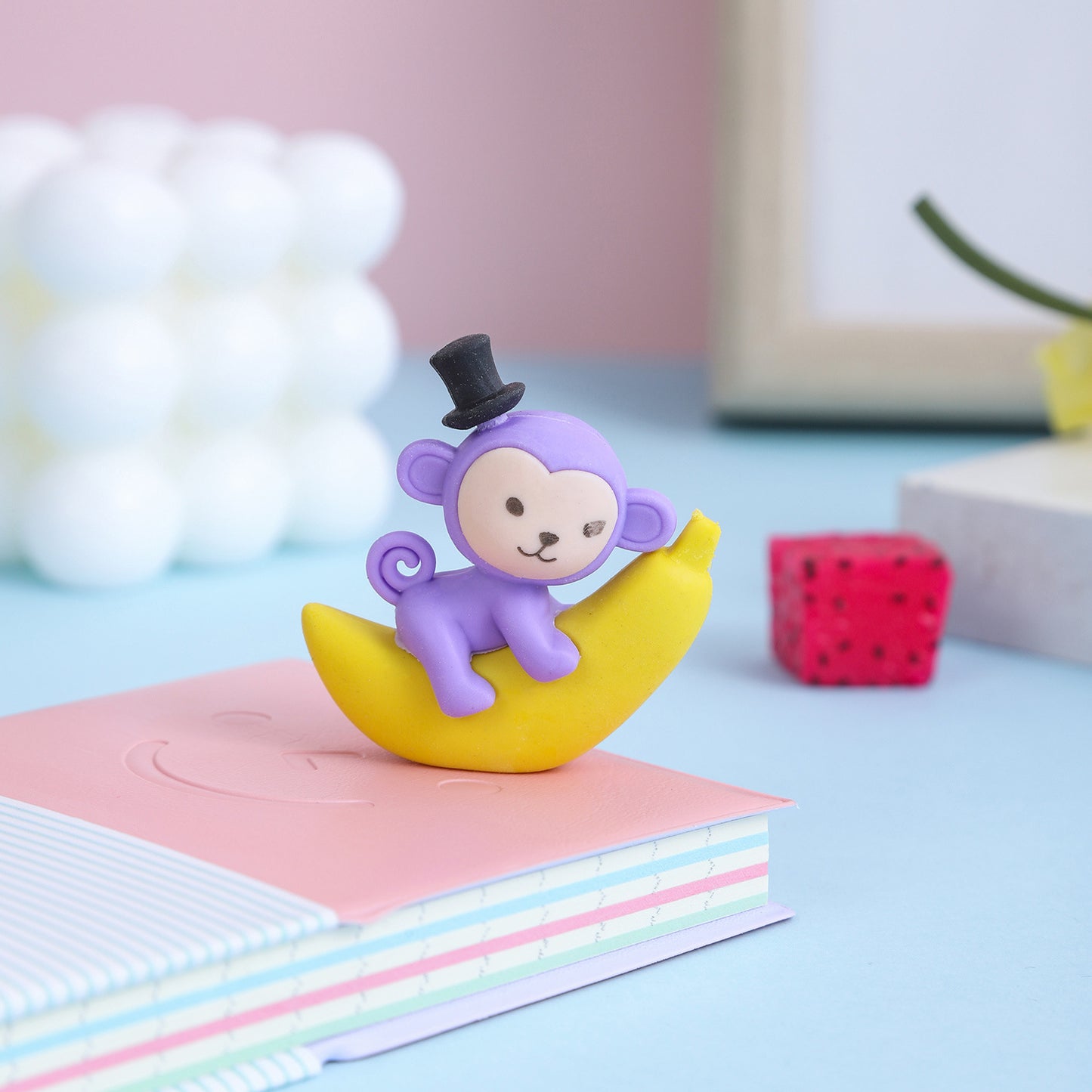 Monkey on Banana Eraser Cum Pencil Topper - Tinyminymo