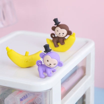 Monkey on Banana Eraser Cum Pencil Topper - Tinyminymo