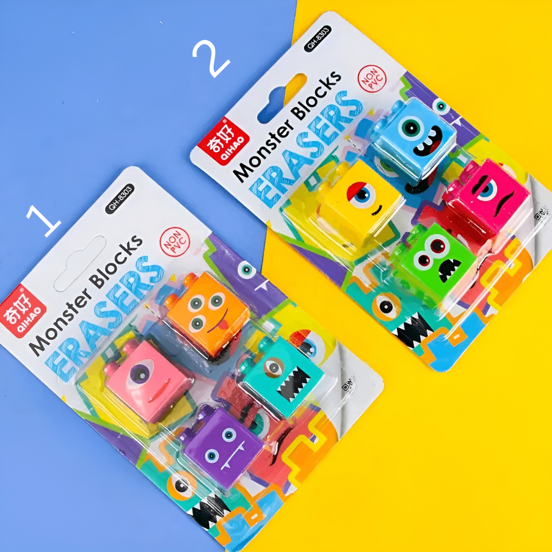 Monster Block Erasers - Set of 4 - Tinyminymo