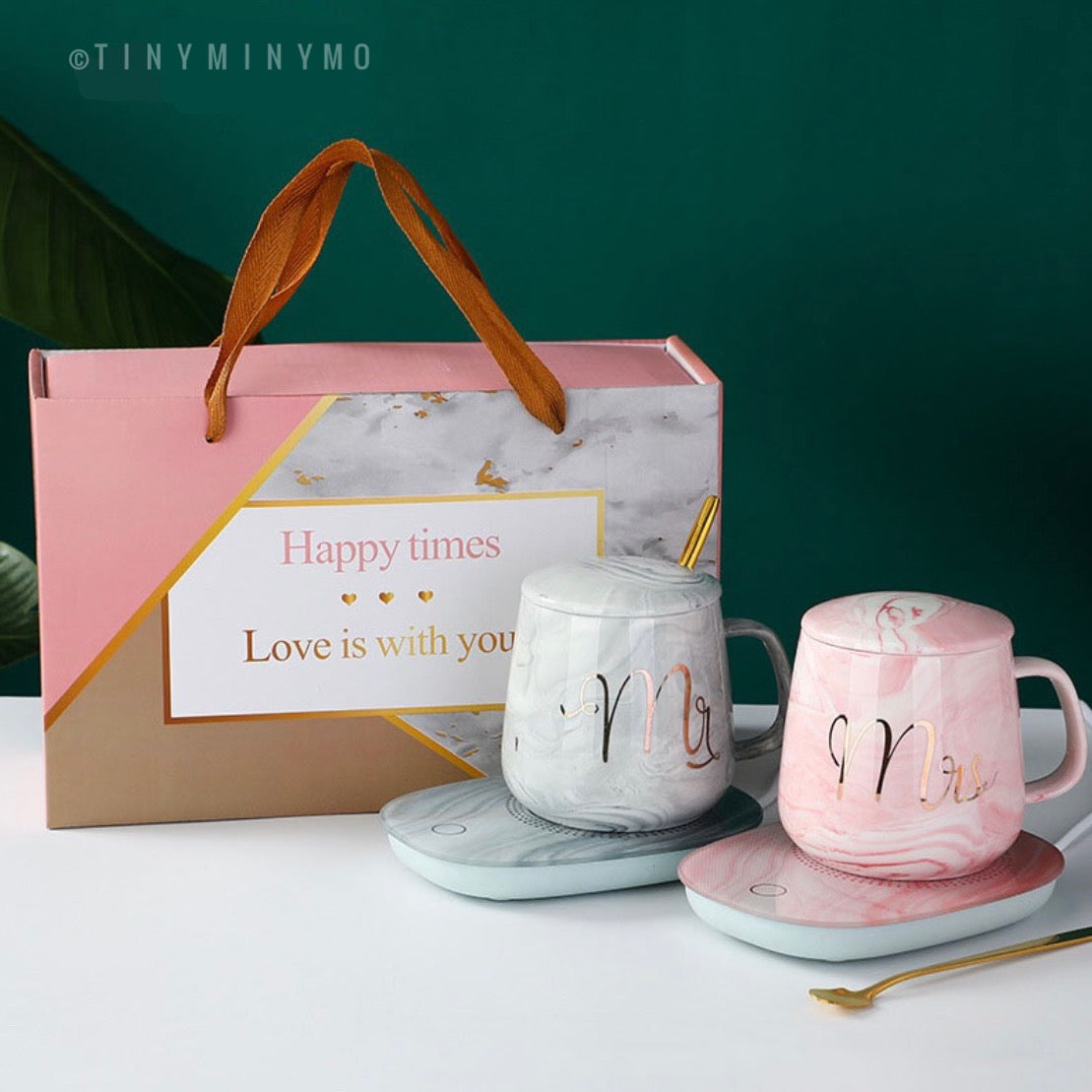 Mr and Mrs Mug with Warmer Lid and Spoon - Tinyminymo
