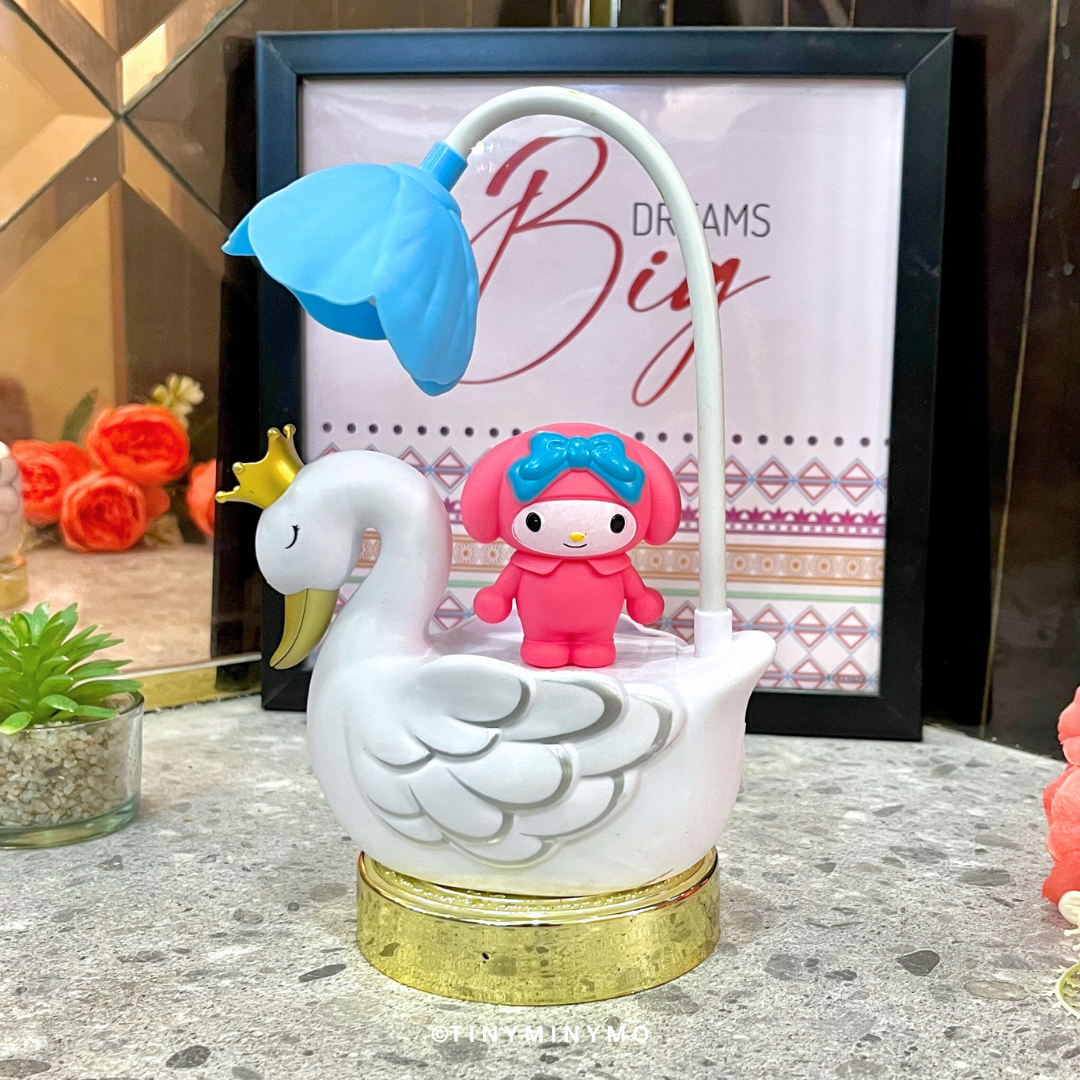 Multifunctional Duck LED with a Small Pink My Melody Character on the Table - Tinyminymo