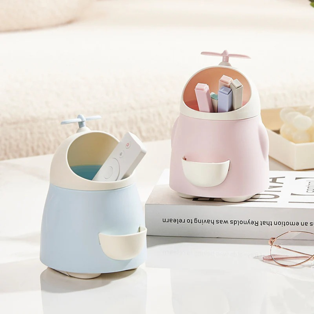 Both Variants of Colored Desk Organisers - Blue and Pink with Stationery Items - Tinyminymo