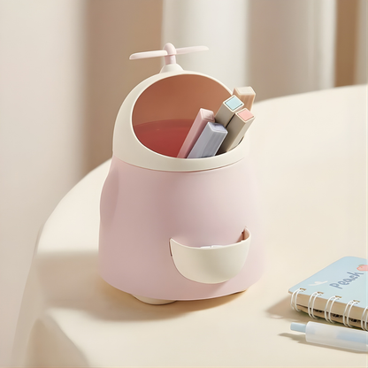 Pink Pen Stand with Five Stationery Items on a Table - Tinyminymo