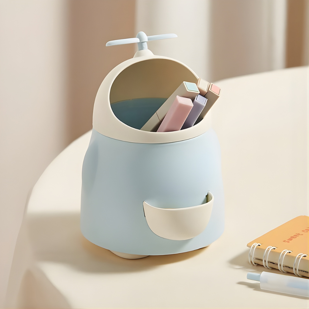 Blue Colored Desk Organiser with Pens - Tinyminymo