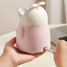 Load image into Gallery viewer, Pink Pen Stand Showing Sharpener from Behind- Tinyminymo
