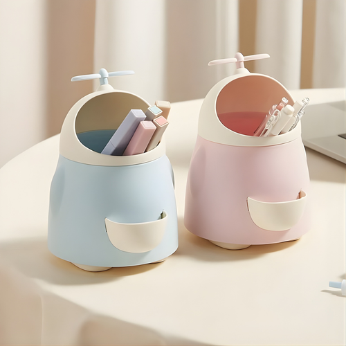 Two Pastel Colored Desk Organisers with Pens and Markers - Tinyminymo
