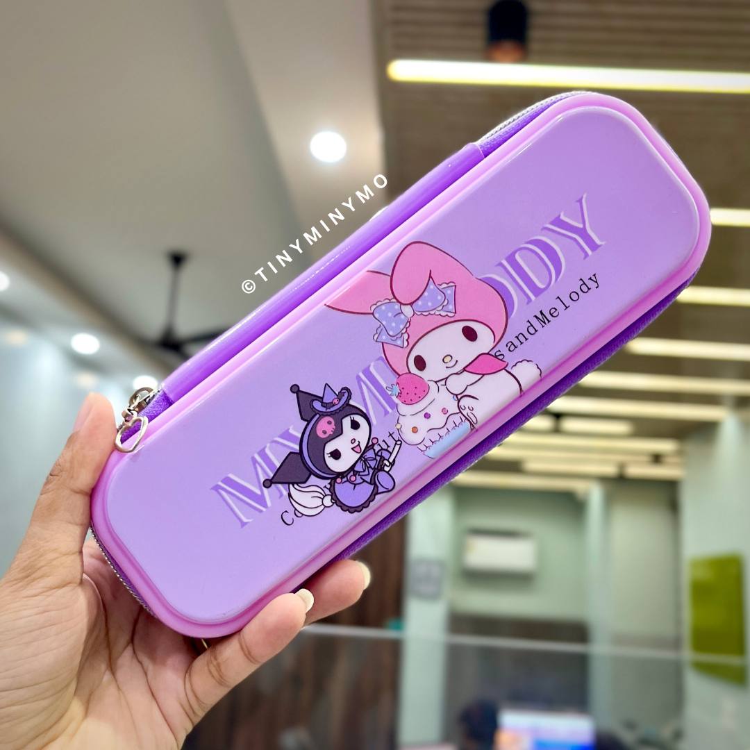 Purple My Melody Pencil Case held by a Hand - Tinyminymo