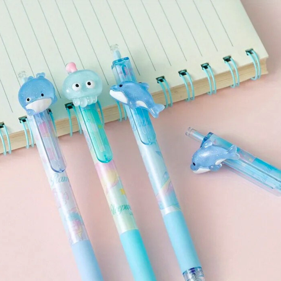 Three Designs of Ocean World Gel Pen with Notebook - Tinyminymo
