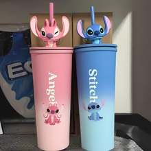 Load image into Gallery viewer, Angel and Stitch Ombre Steel Tumbler - Tinyminymo
