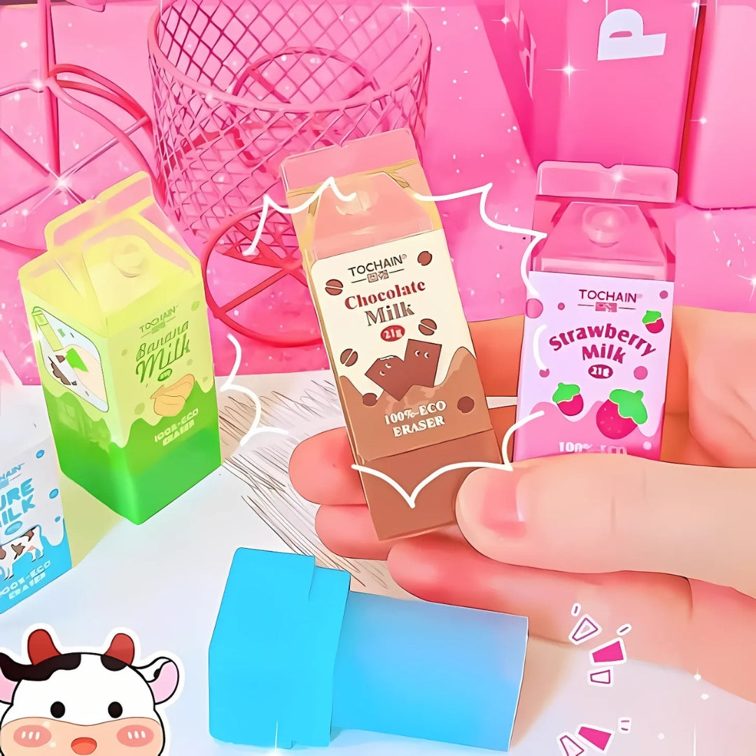 Packaged Milk Kawaii Eraser - Tinyminymo