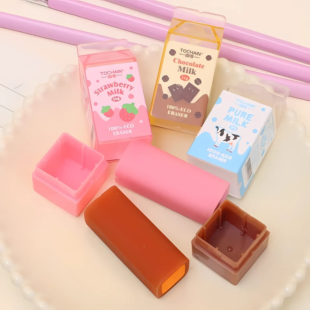 Packaged Milk Kawaii Eraser - Tinyminymo