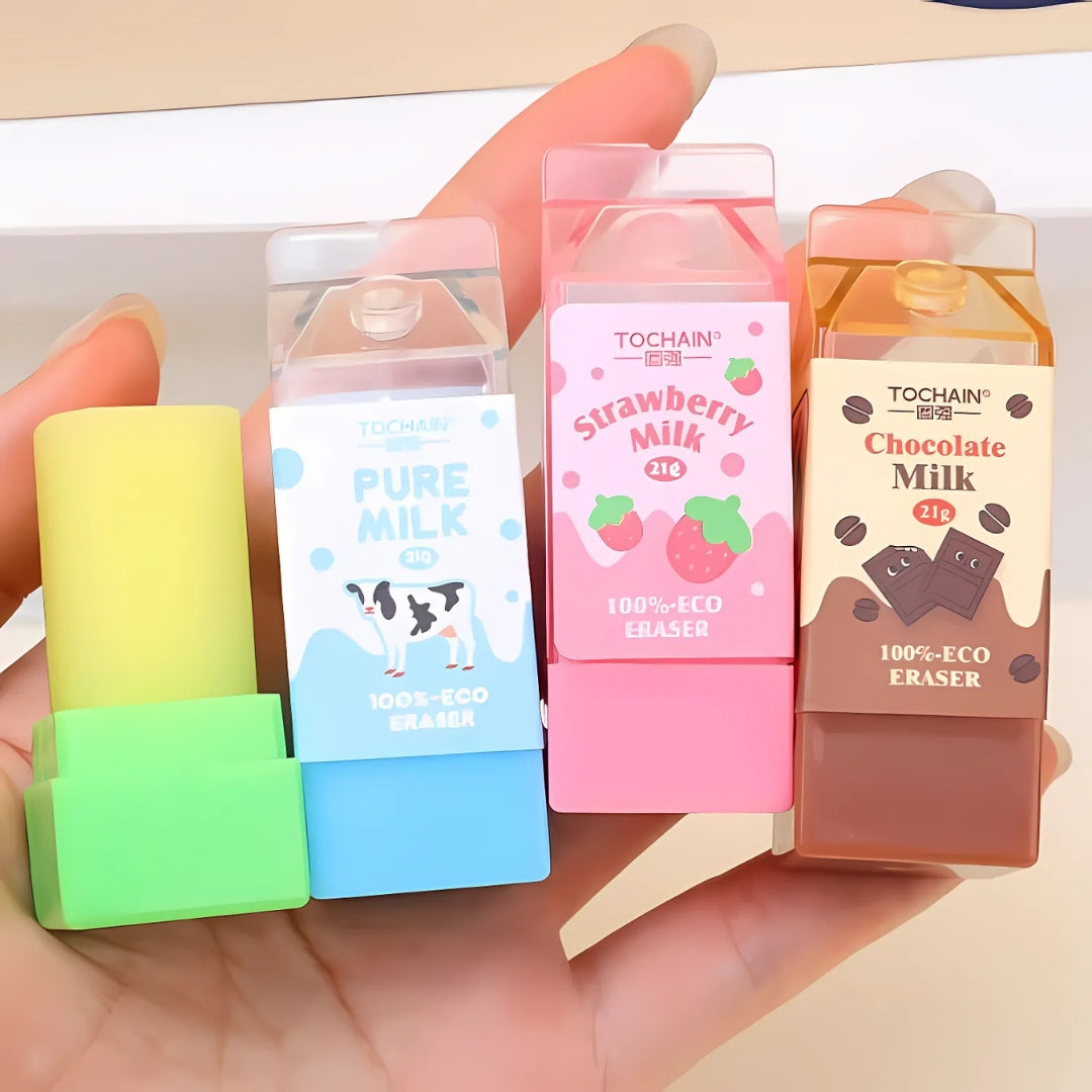 Packaged Milk Kawaii Eraser - Tinyminymo
