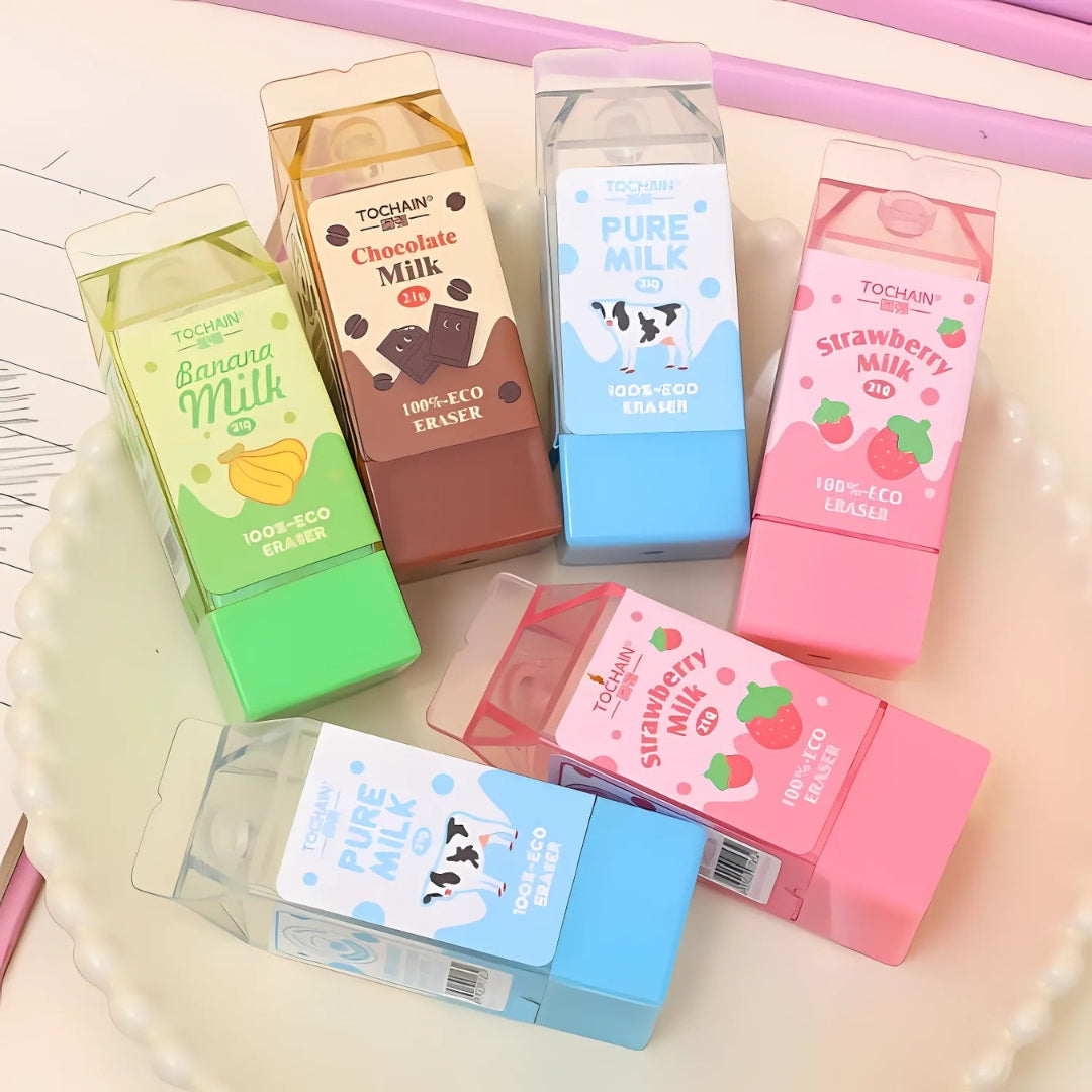Packaged Milk Kawaii Eraser - Tinyminymo