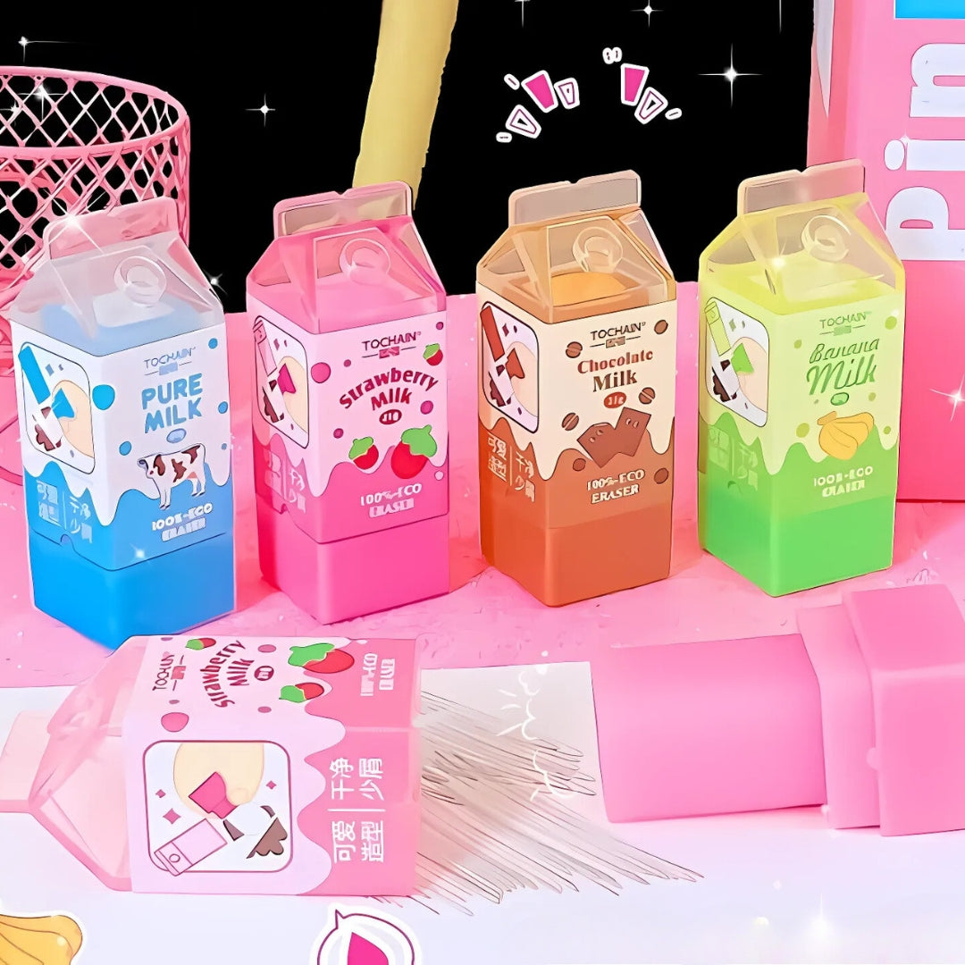 Packaged Milk Kawaii Eraser - Tinyminymo