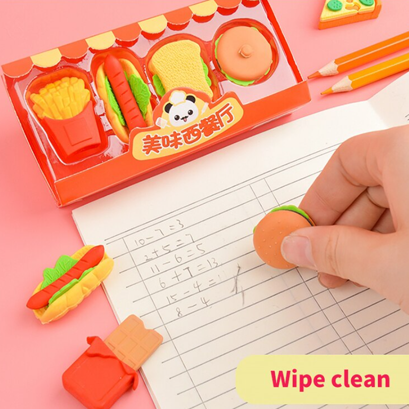 Panda Fast Food Erasers - Set of 4 -Tinyminymo