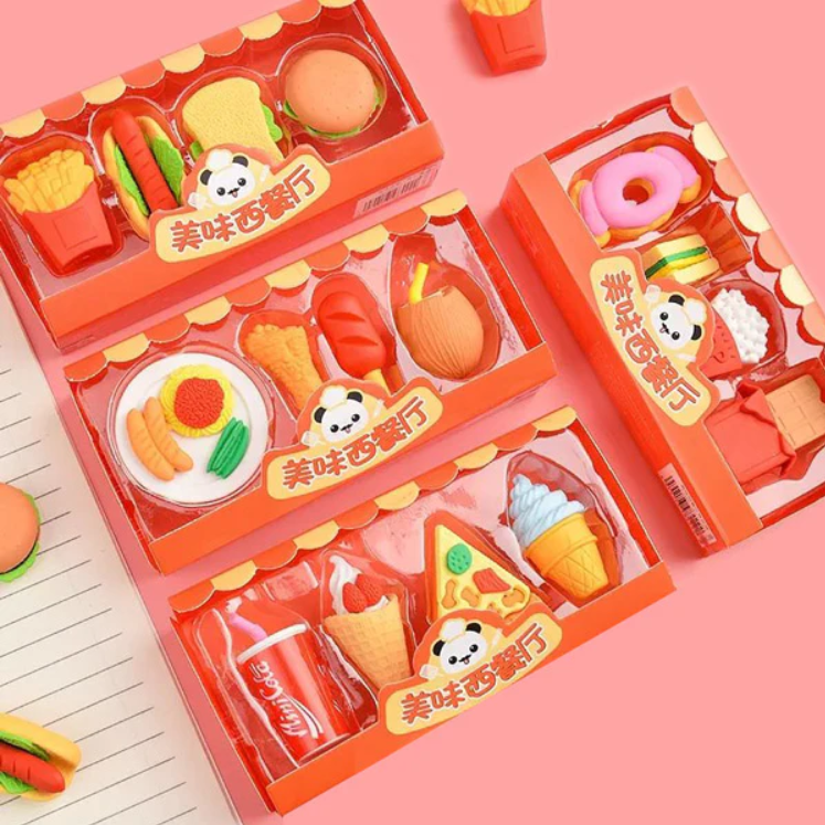 Panda Fast Food Erasers - Set of 4 -Tinyminymo