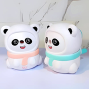 Two Panda Mechanical Sharpener with colorful scarves on a light background - Tinyminymo