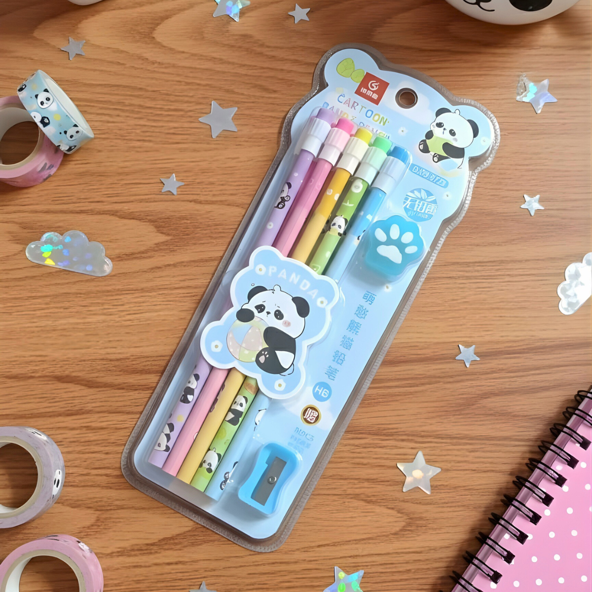 Blue Color Panda Pencil Set - Tinyminymo