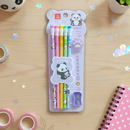 Purple Color Panda Pencil Set - Tinyminymo