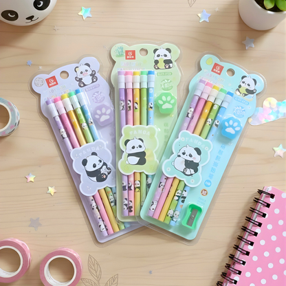Three Panda Pencil Set in Different Colors - Tinyminymo