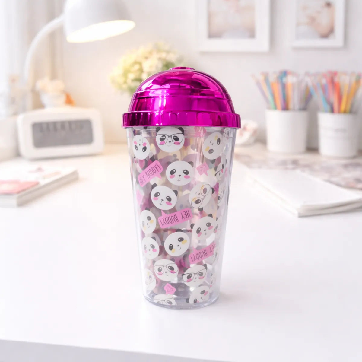 Hot Pink Color Panda Sipper - Tinyminymo