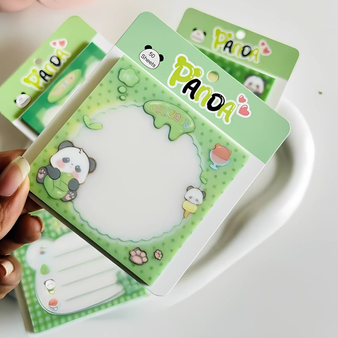 Panda Sticky Notes with Cute Illustrations on a White Surface - Tinyminymo