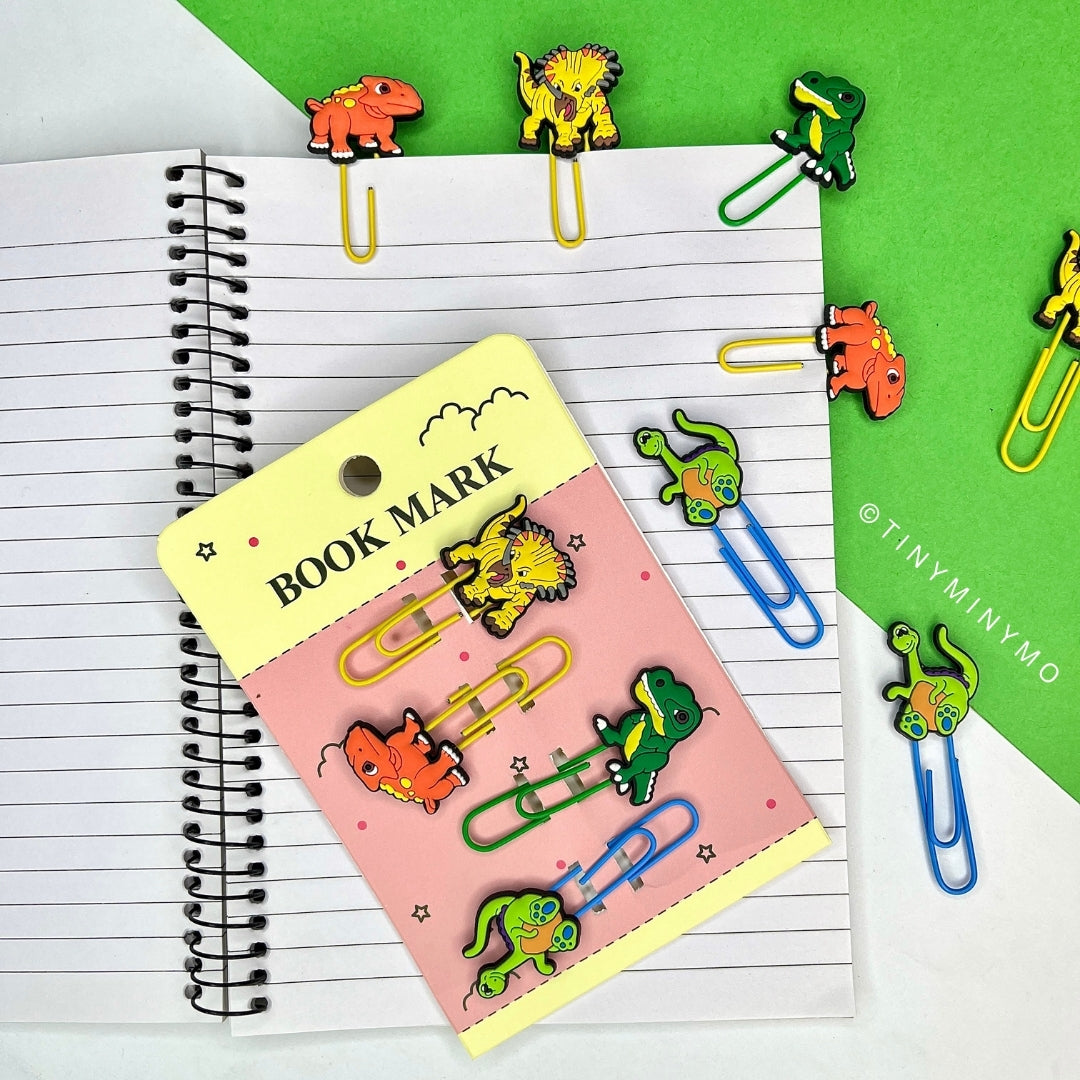 Dino Paper Clip Bookmarks - Tinyminymo