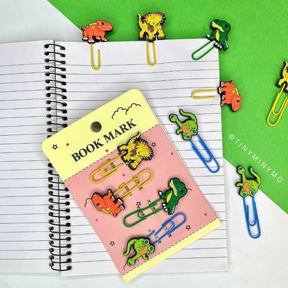 Dino Paper Clip Bookmarks - Tinyminymo