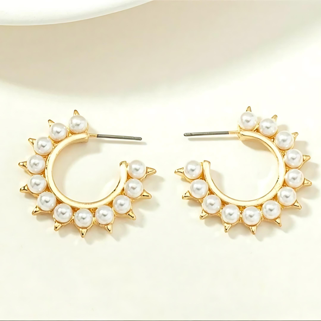 Pearl and Spike Hoop Earring - Tinyminymo