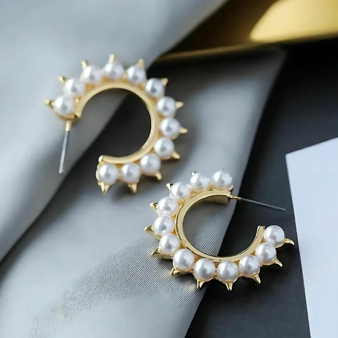 Pearl and Spike Hoop Earring - Tinyminymo