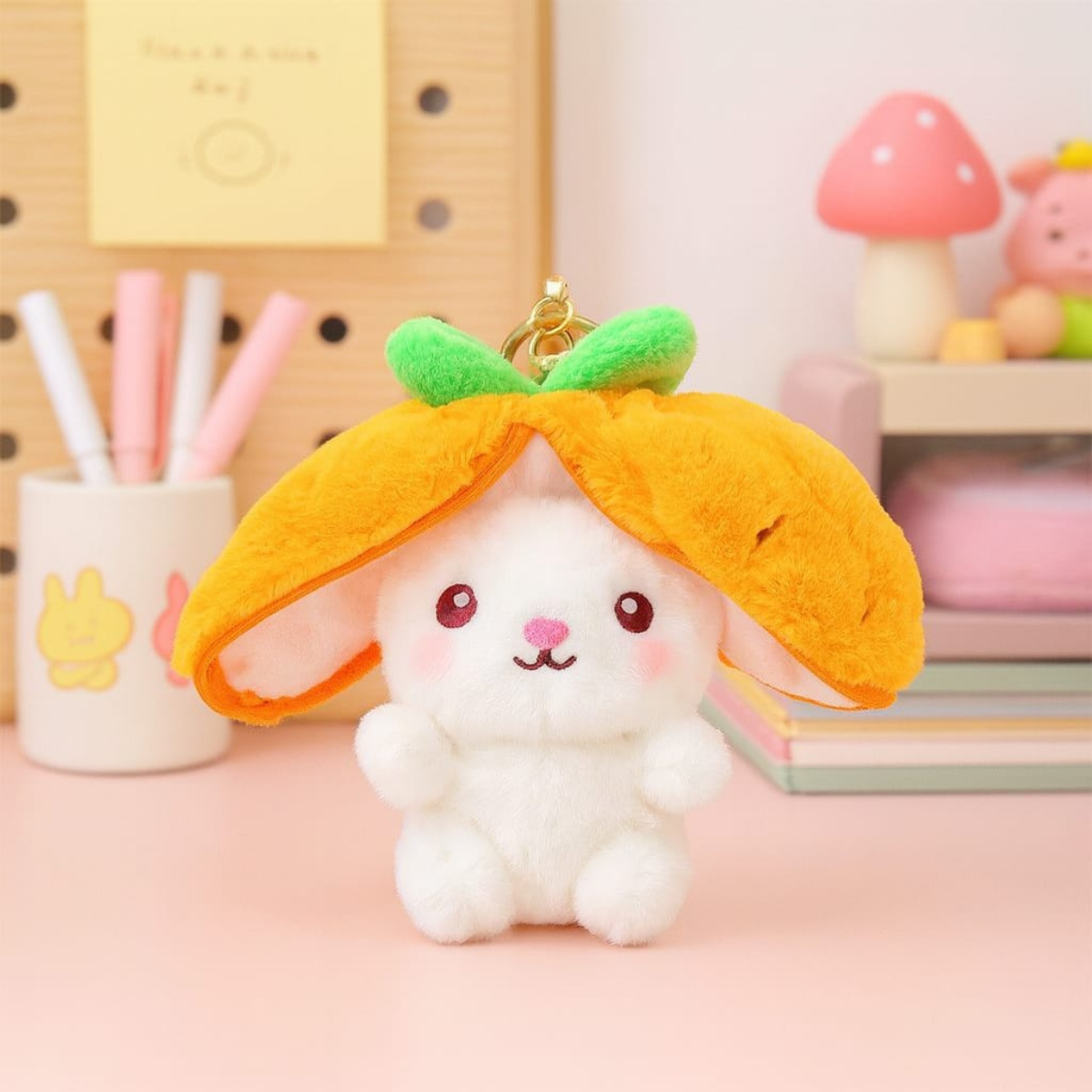 Peek-a-boo Bunny Keychain in Carrot Design - Tinyminymo