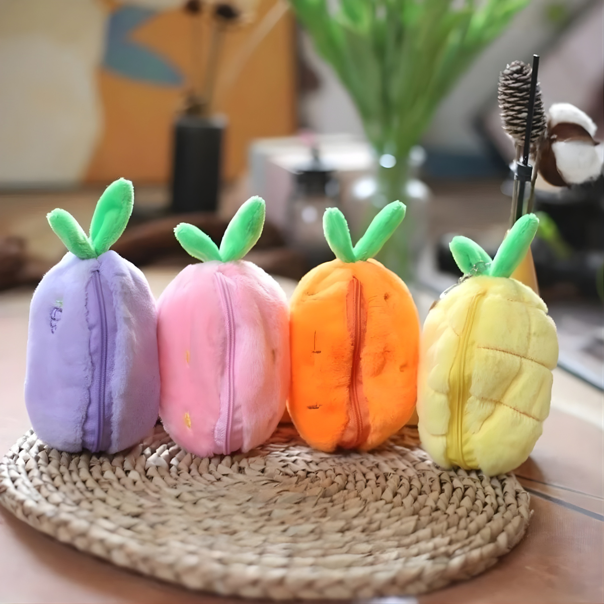 Four Colorful Peek-a-boo Bunny Keychain - Tinyminymo