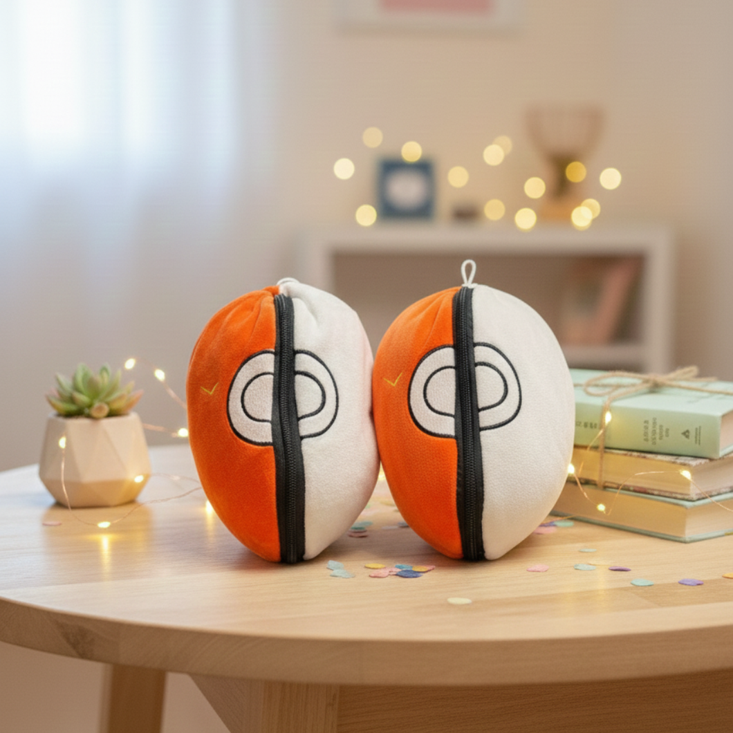 Peek-a-boo Soft Toy, Orange Pokeball - Tinyminymo