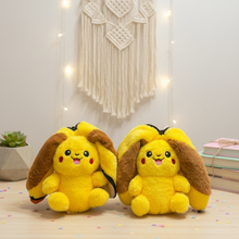 Load image into Gallery viewer, Two Pikachu themed Soft Toy, inside look - Tinyminymo
