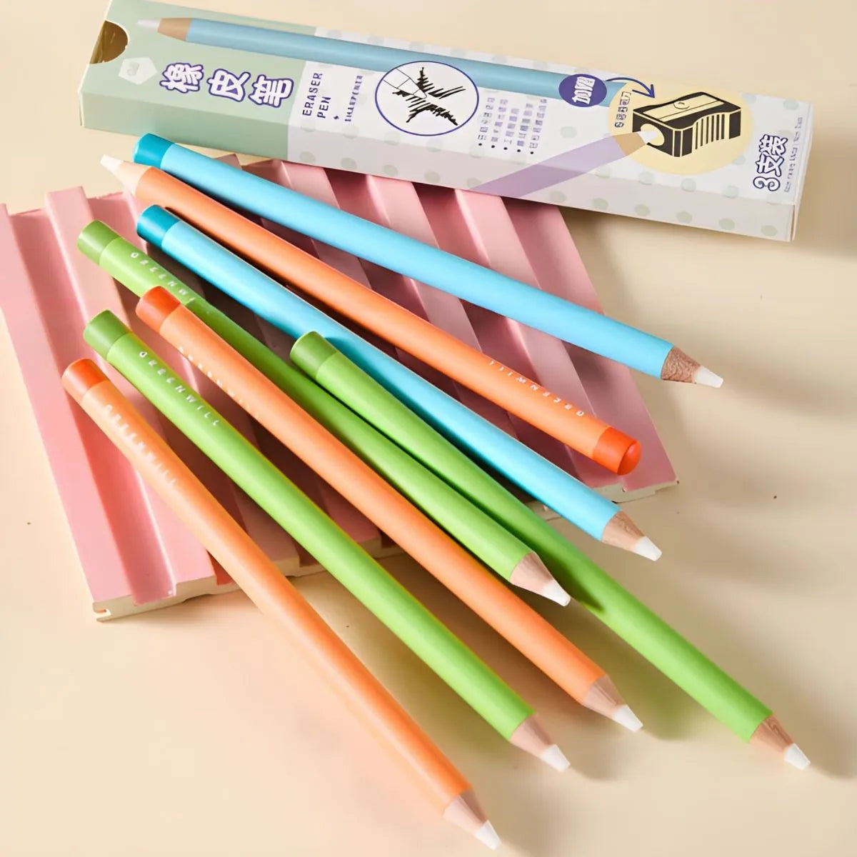 Colorful Pencil Shaped Erasers - Tinyminymo