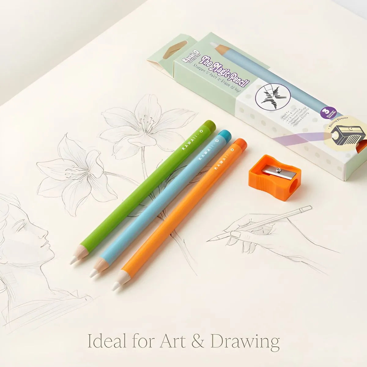 Three Pencils and One Sharpener in a Set - Tinyminymo