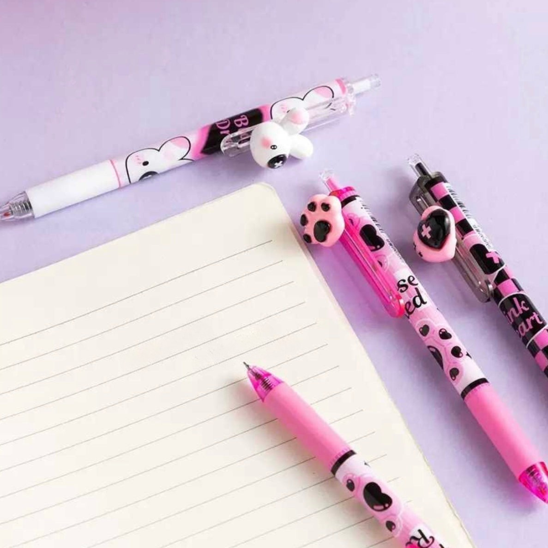 Set of Pink World Gel Pen on the Notebook - Tinyminymo